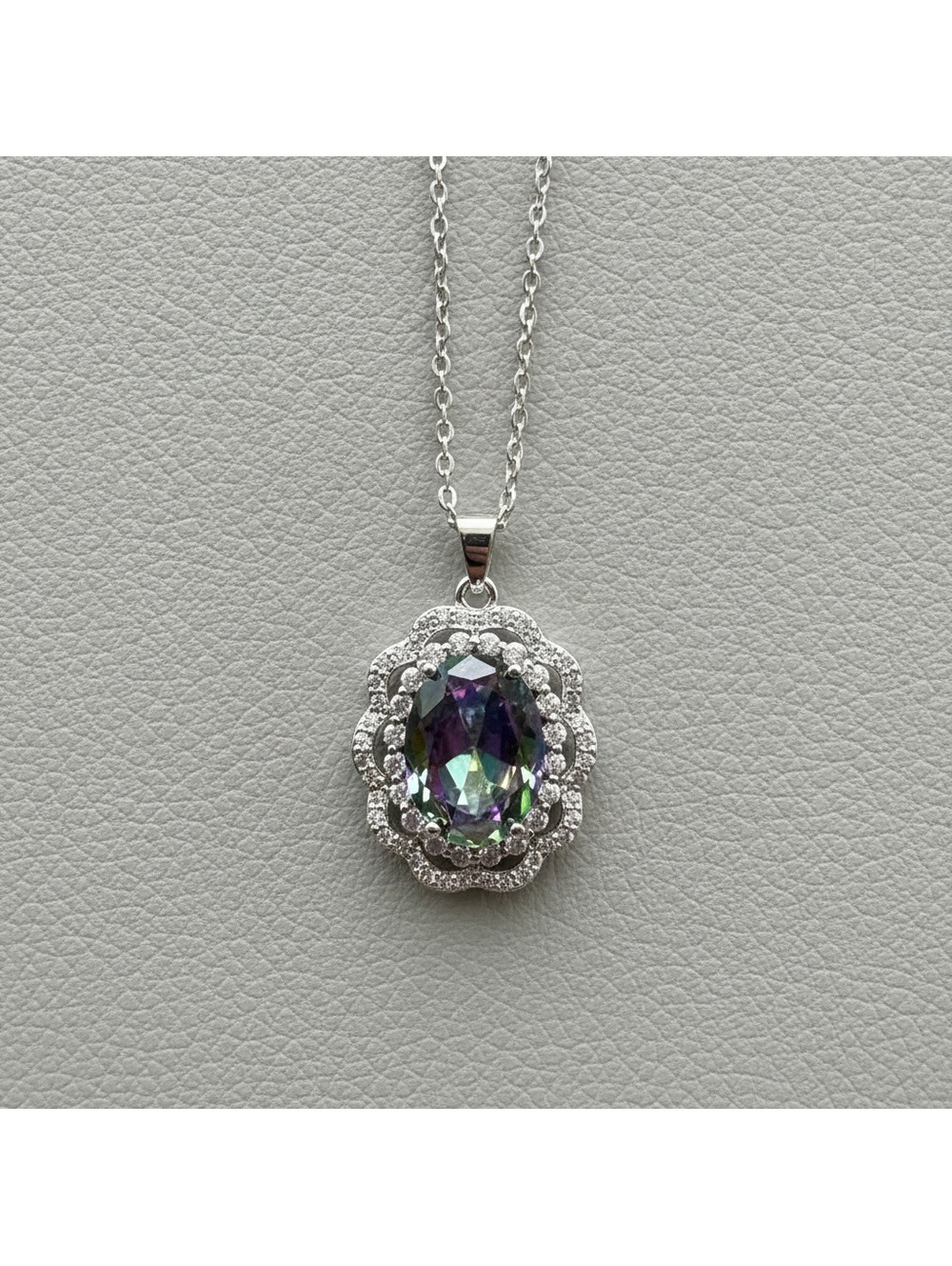 candy+clover mystic topaz crystal halo pendant